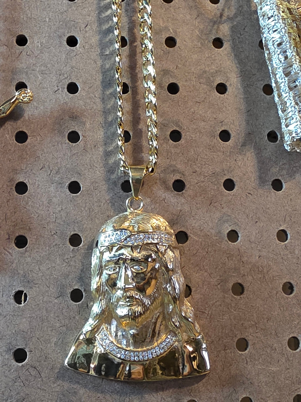 Gold Plated Jesus Stainless Steel Pendant with Chain