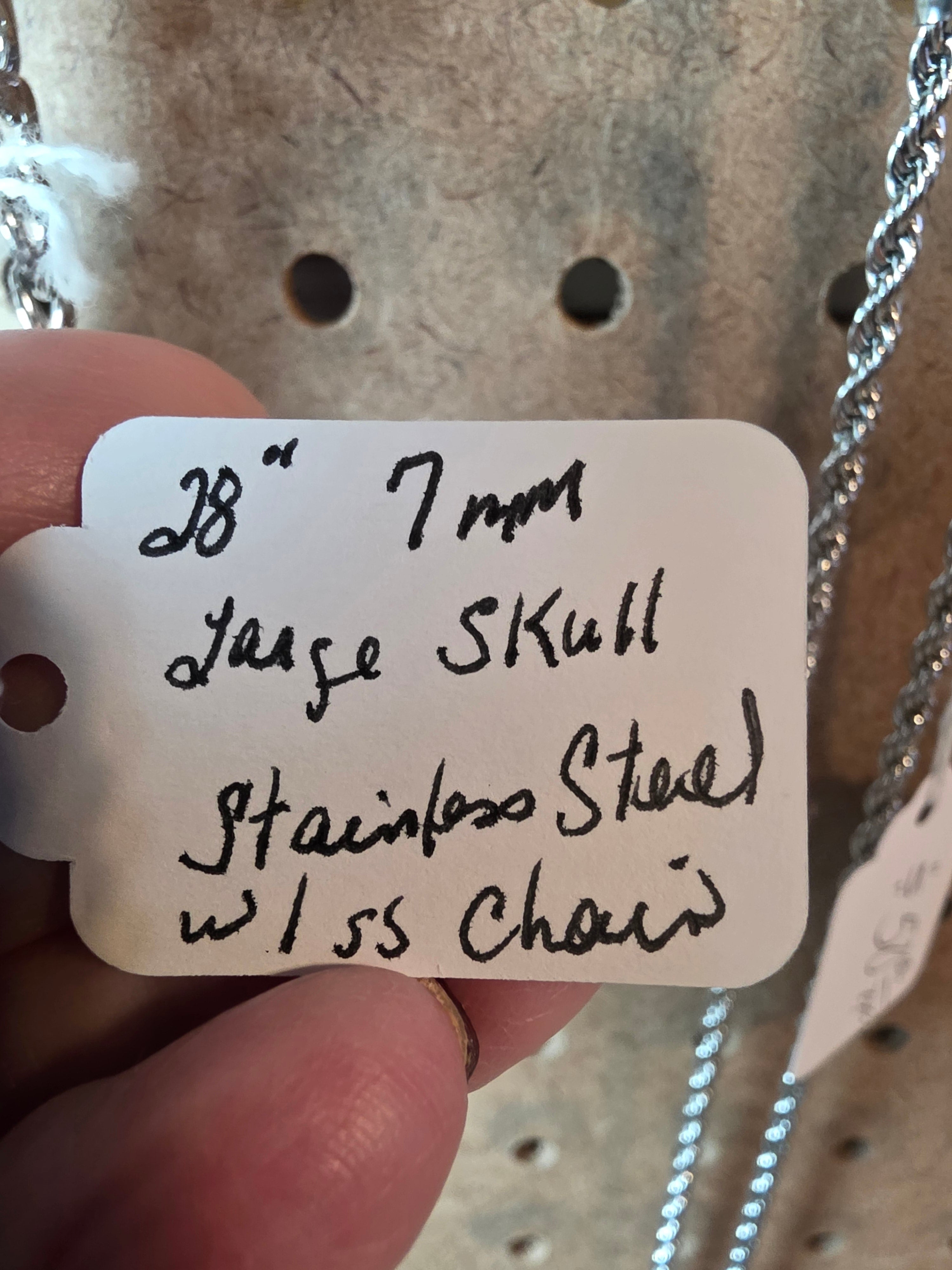 Large Stainless Steel Skull Pendant with Chain ⛓️‍💥