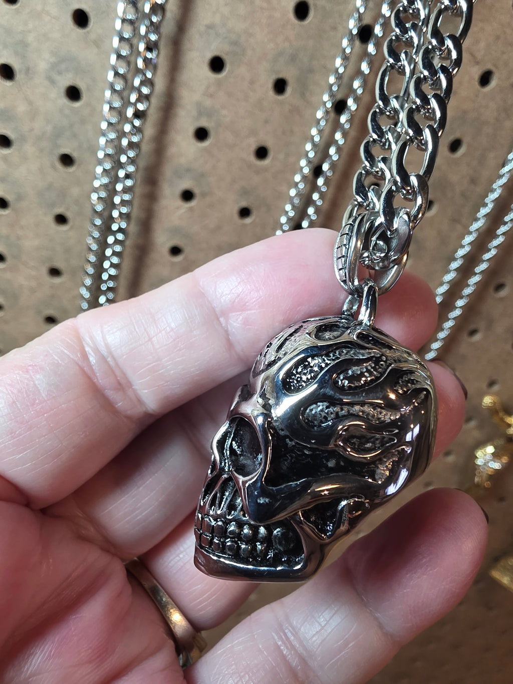 Stainless Steel Skull Pendant with Chain
