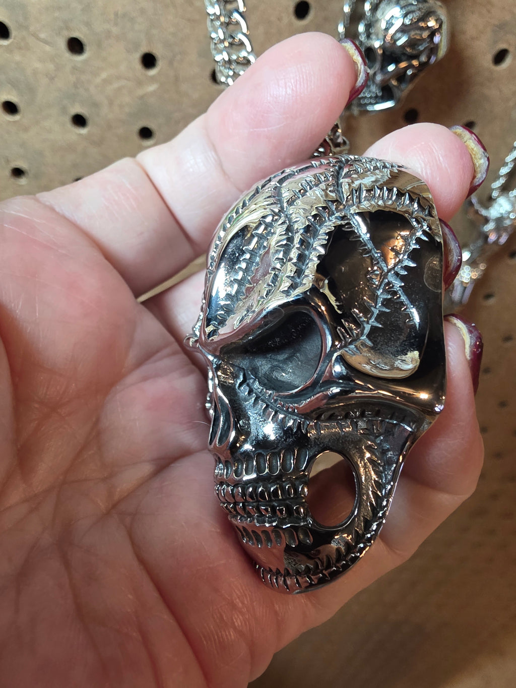 Stainless Steel Large Skull ☠️ Pendant with Chain