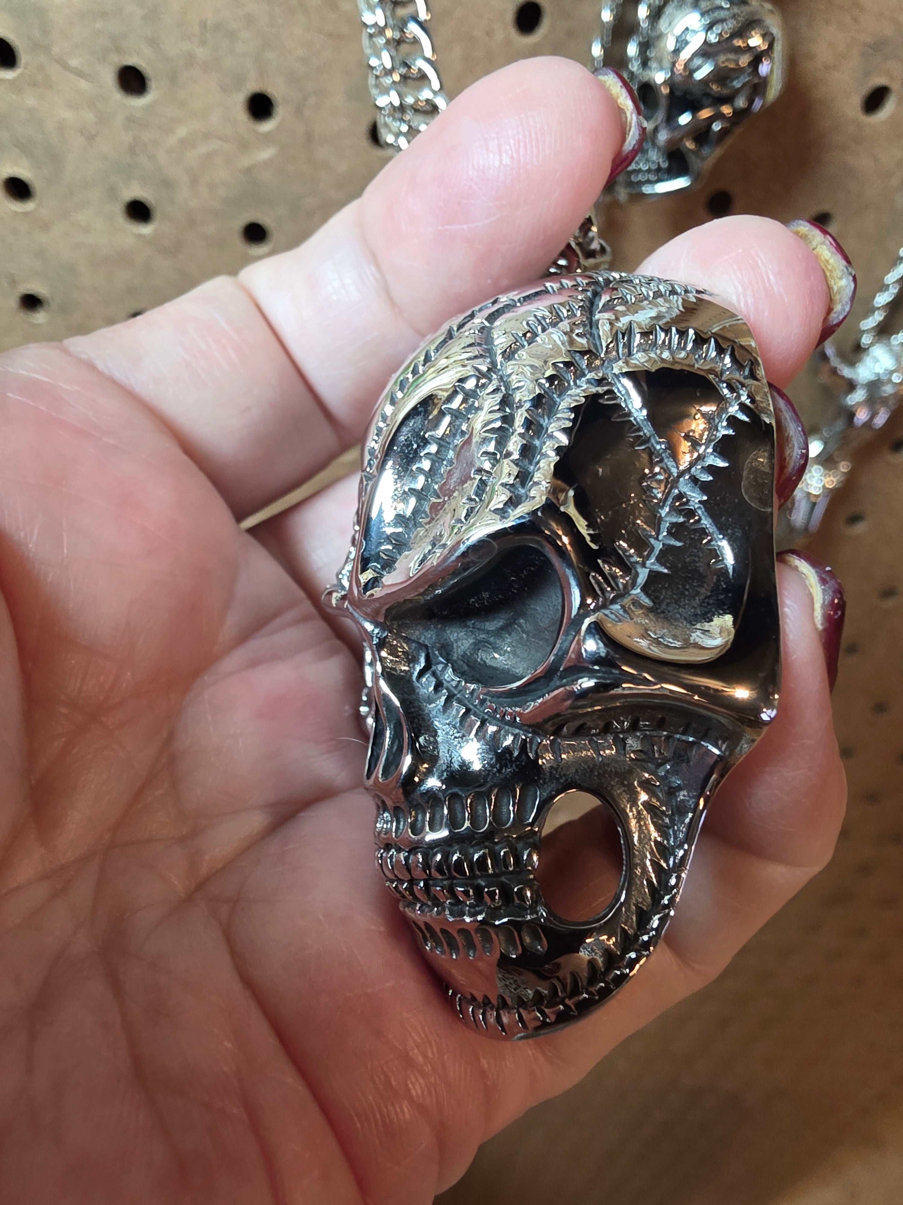 Stainless Steel Large Skull ☠️ Pendant with Chain