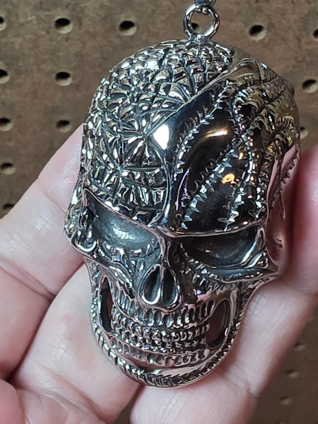 Stainless Steel Large Skull ☠️ Pendant with Chain