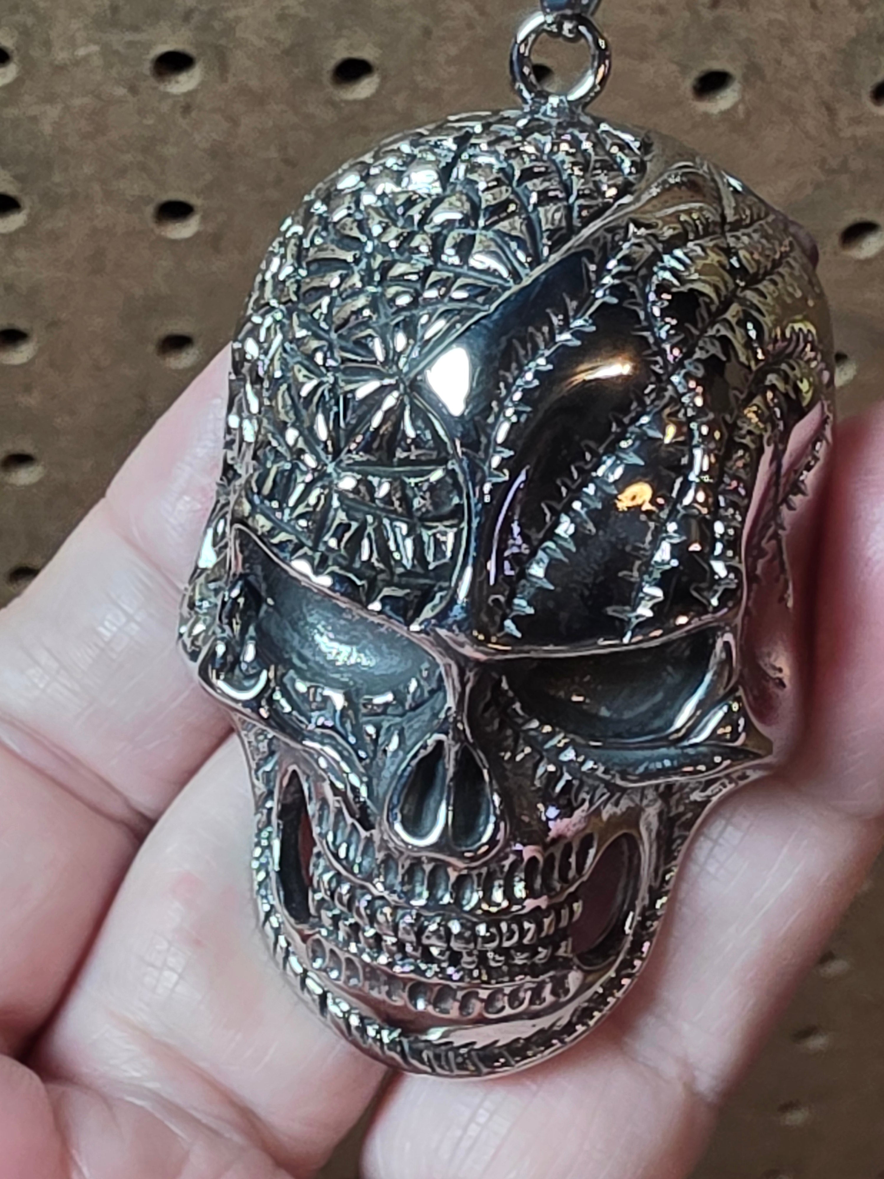 Stainless Steel Large Skull ☠️ Pendant with Chain