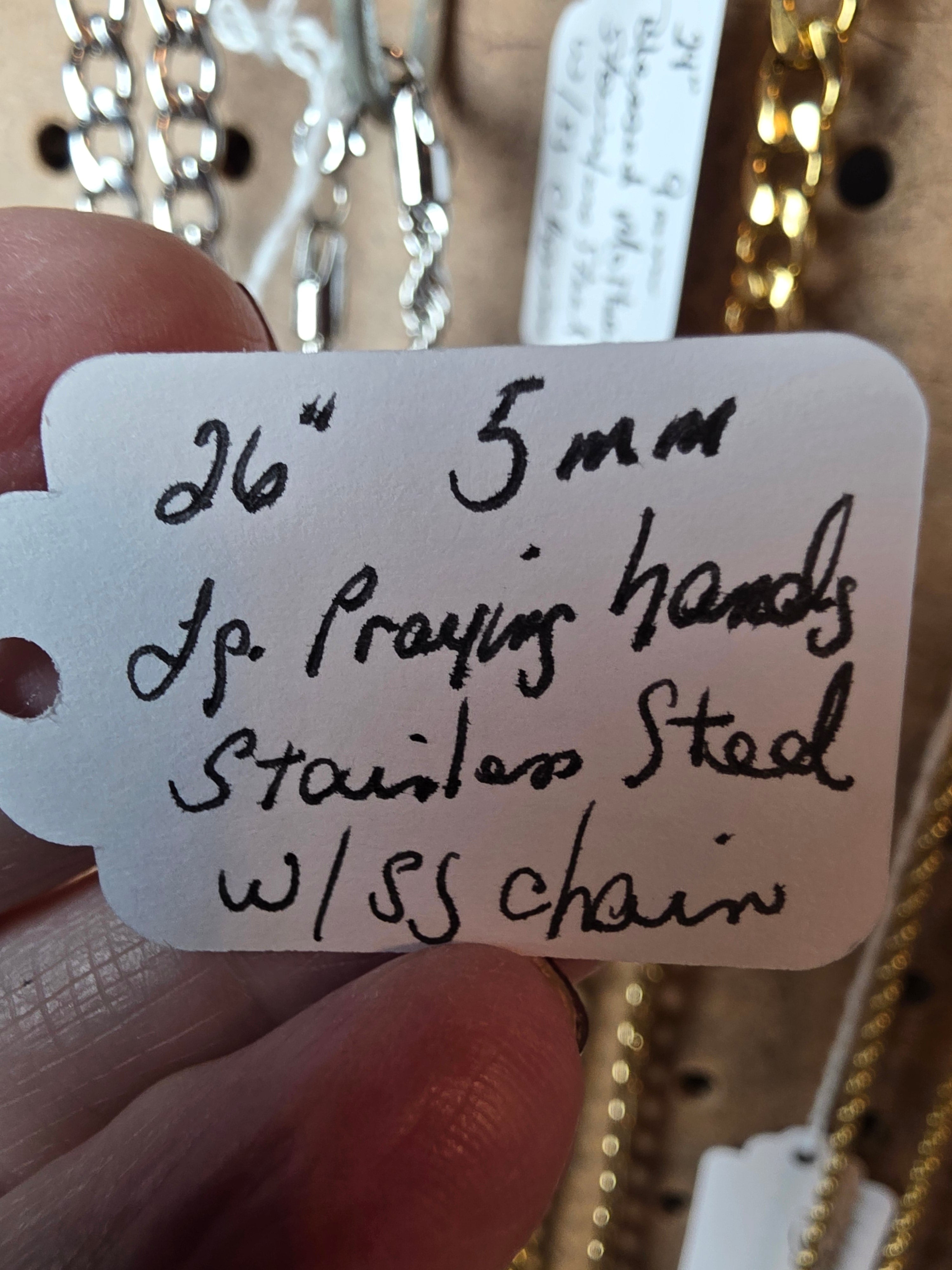 Stainless Steel Praying Hands Pendant with Chain ⛓️‍💥