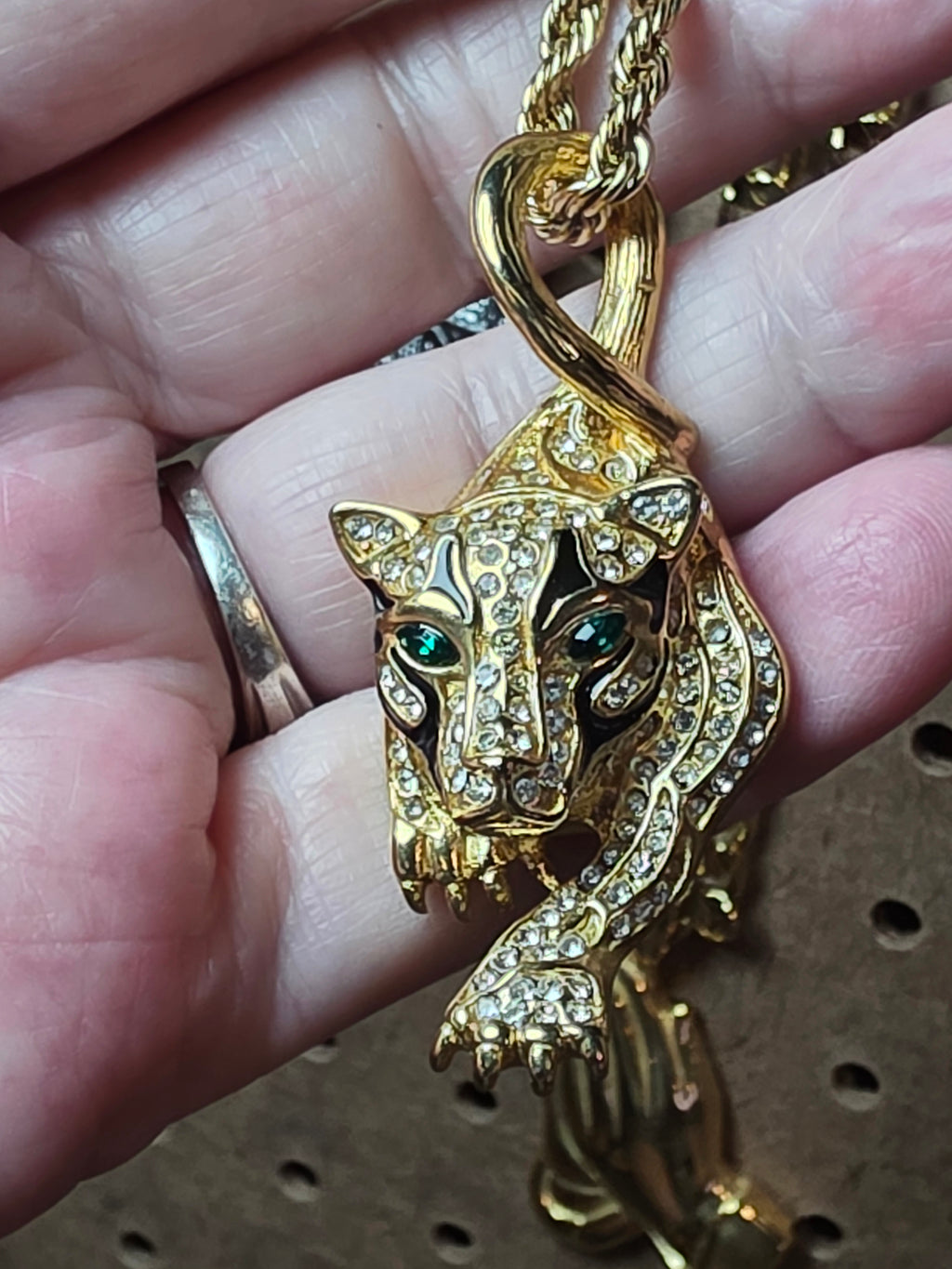 Gold Plated Stainless Steel Tiger with Chain