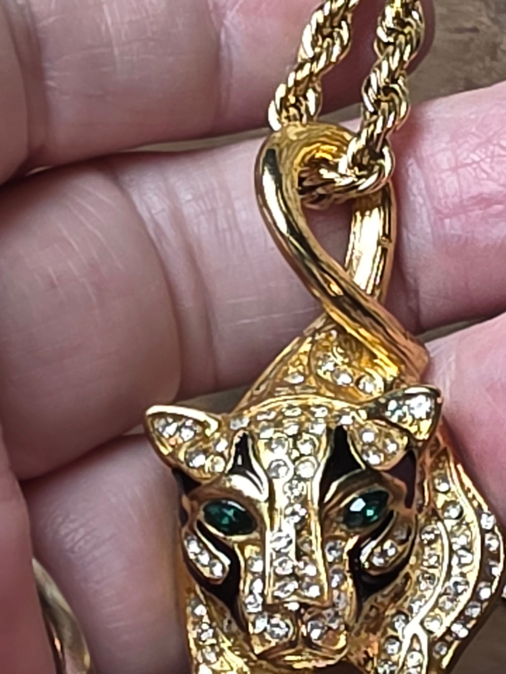 Gold Plated Stainless Steel Tiger with Chain