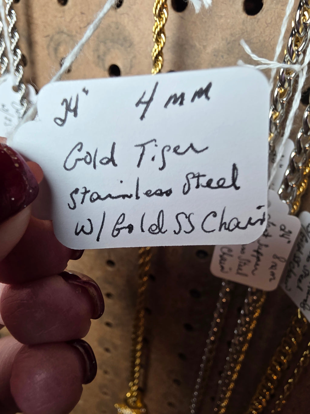 Gold Plated Stainless Steel Tiger with Chain