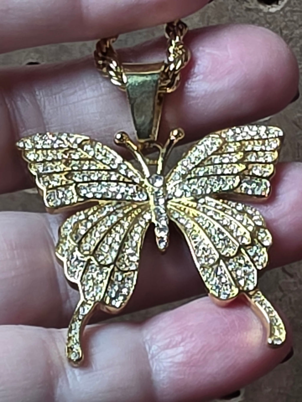 Gold Plated Stainless Steel Butterfly 🦋 Pendant with Chain