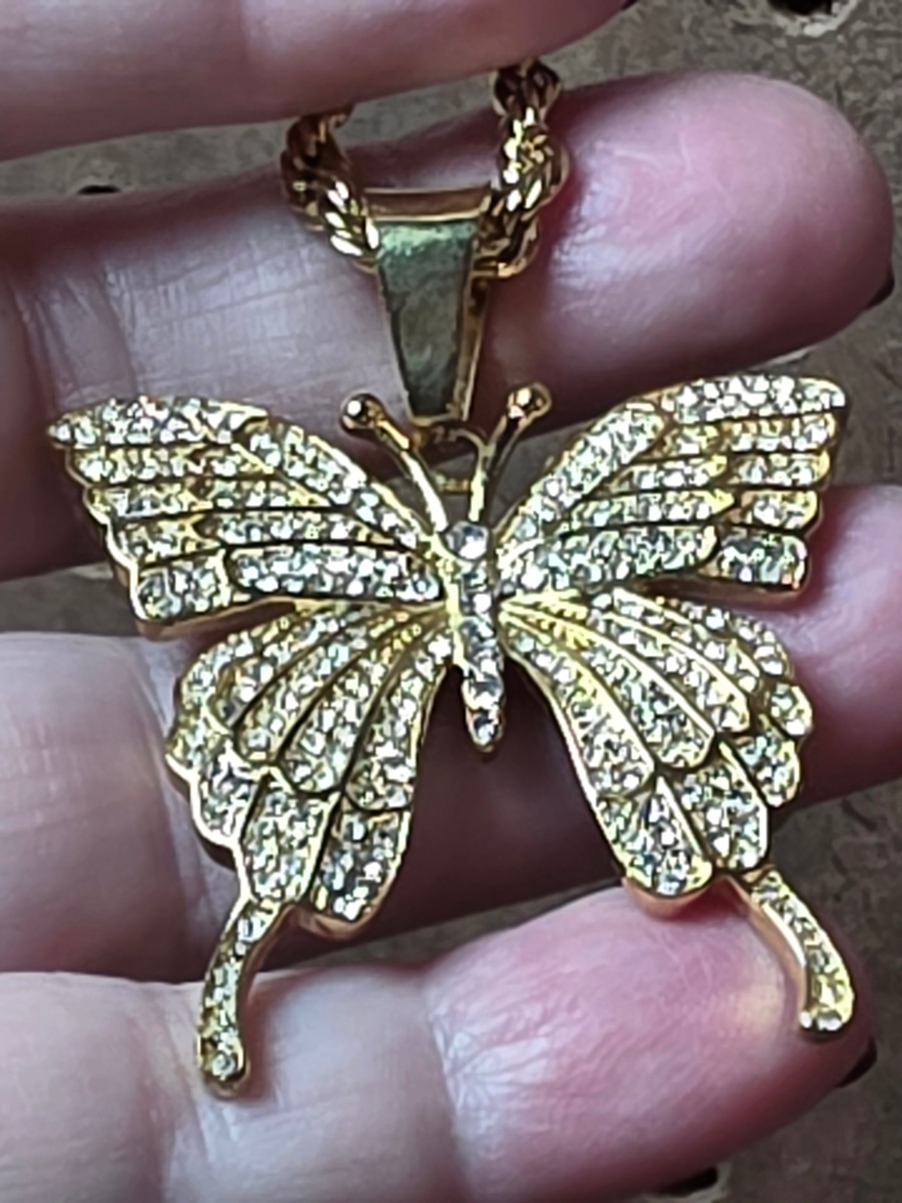 Gold Plated Stainless Steel Butterfly 🦋 Pendant with Chain