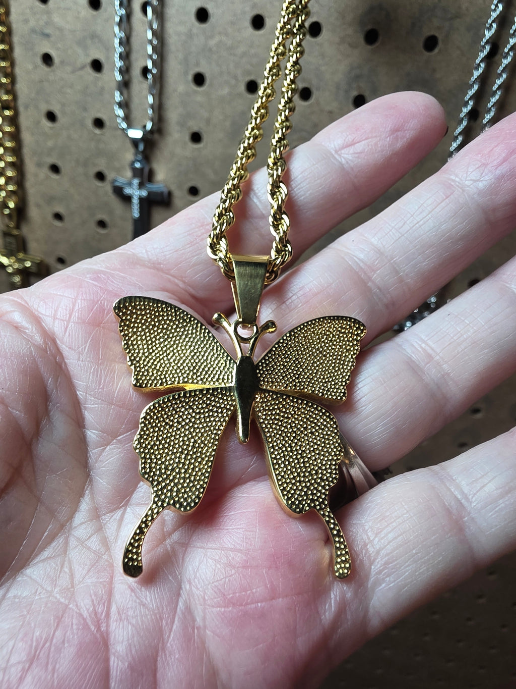 Gold Plated Stainless Steel Butterfly 🦋 Pendant with Chain