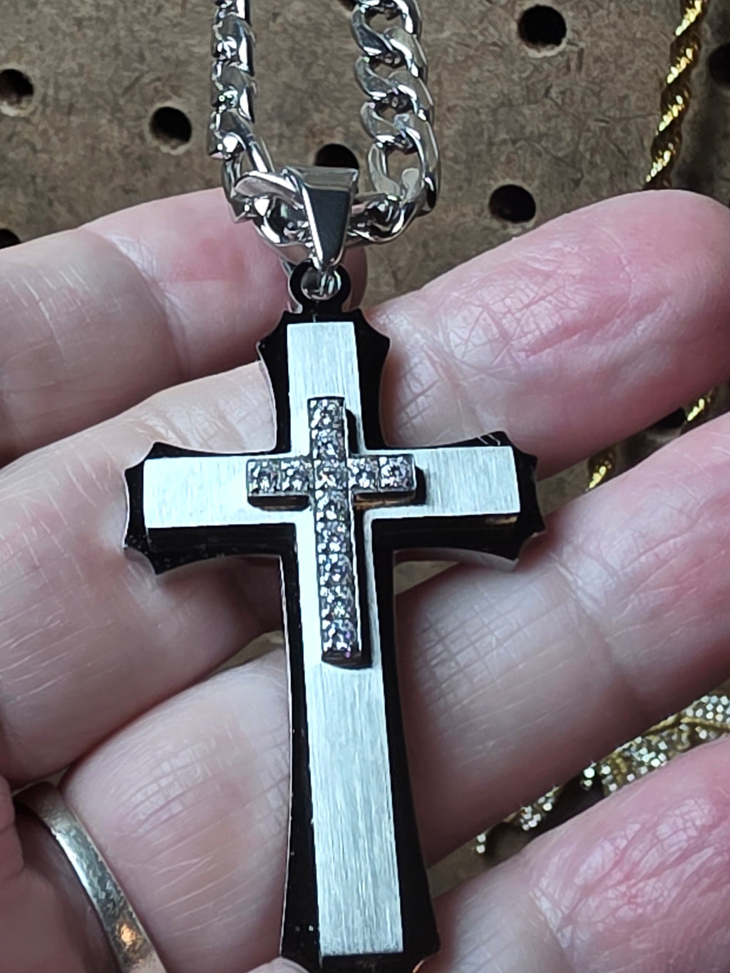 Triple tiered Stainless Steel Pendant with Chain