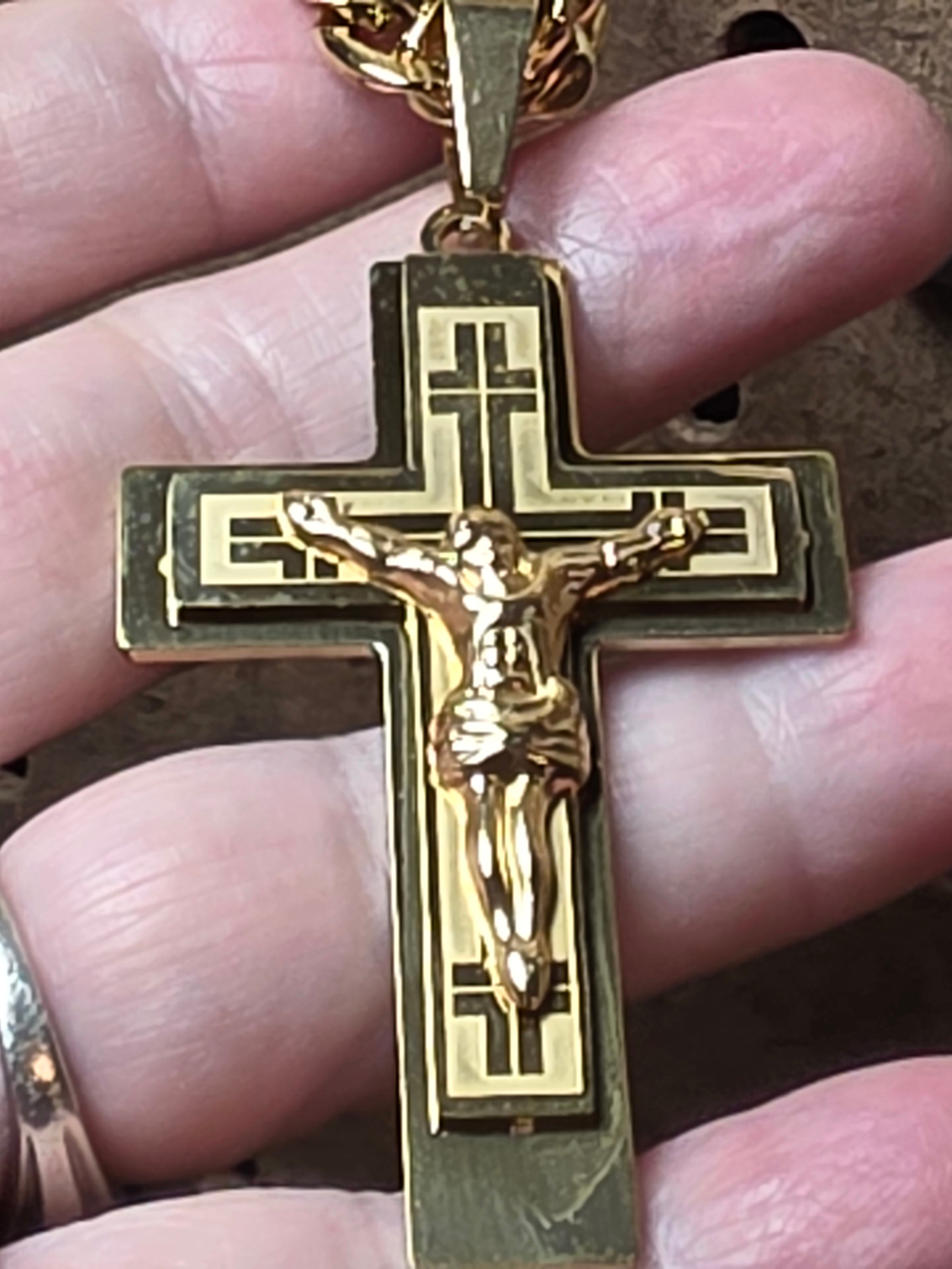 Gold Plated Stainless Steel Crucifixion with Chain