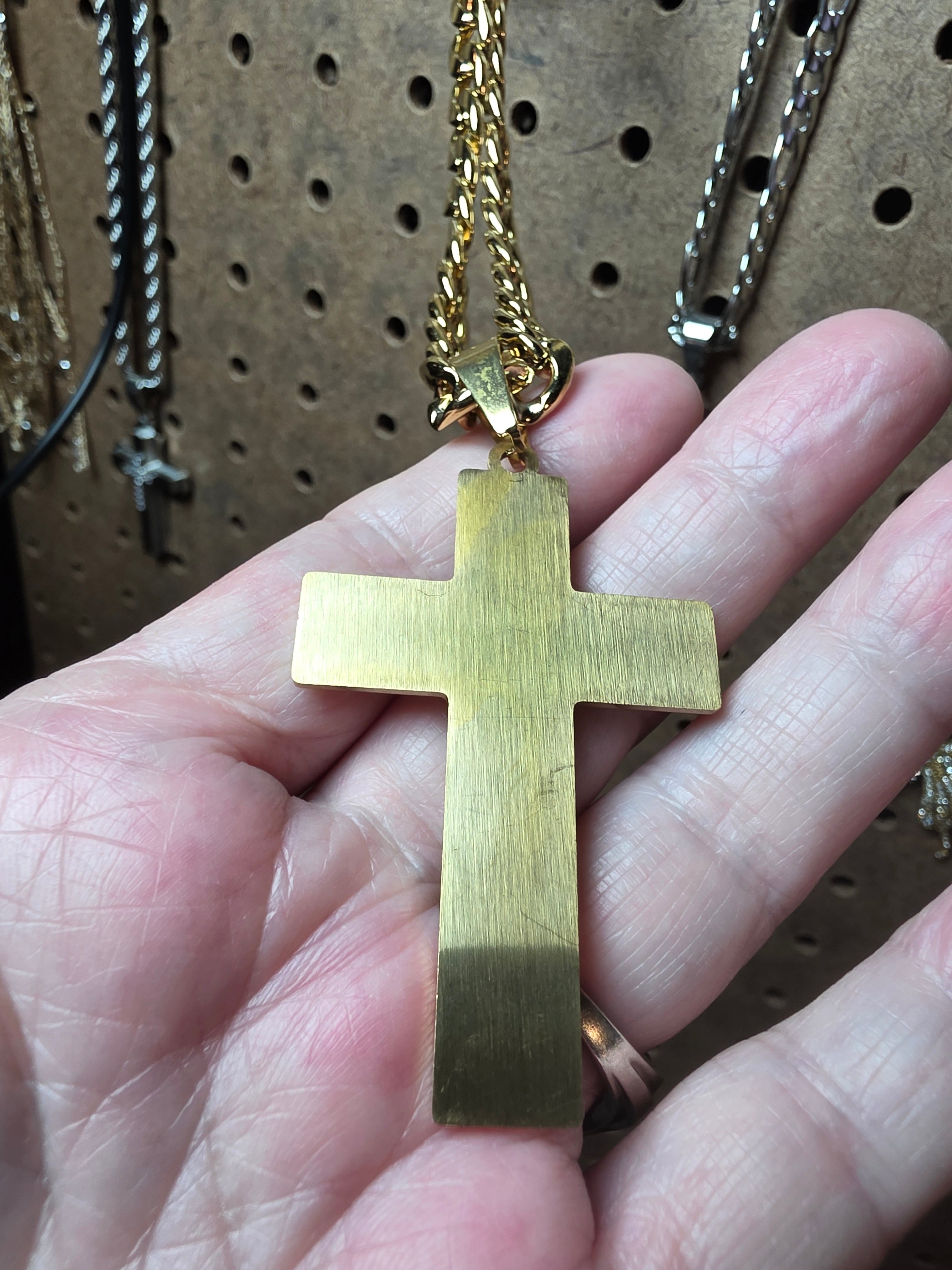 Gold Plated Stainless Steel Crucifixion with Chain