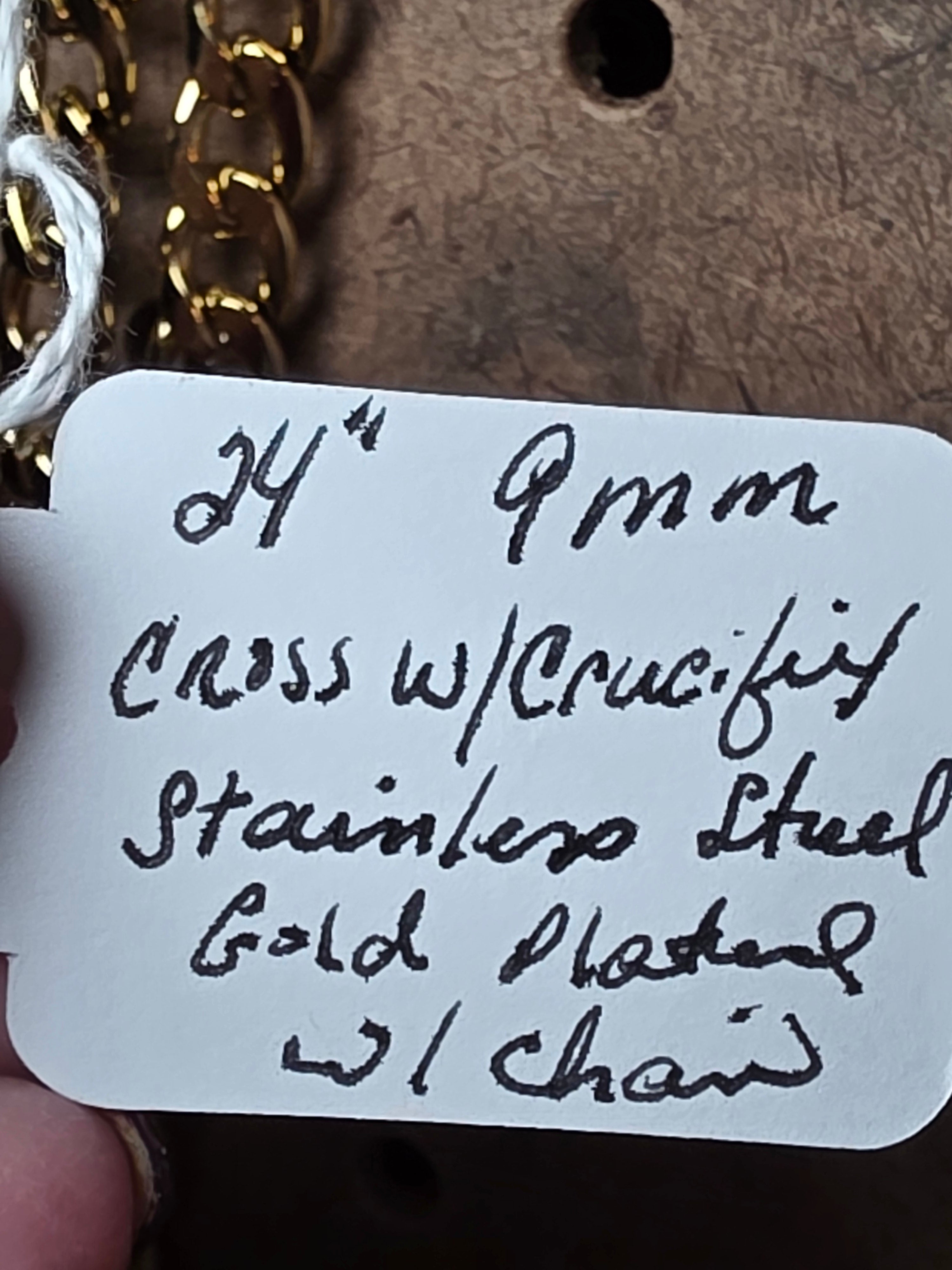 Gold Plated Stainless Steel Crucifixion with Chain