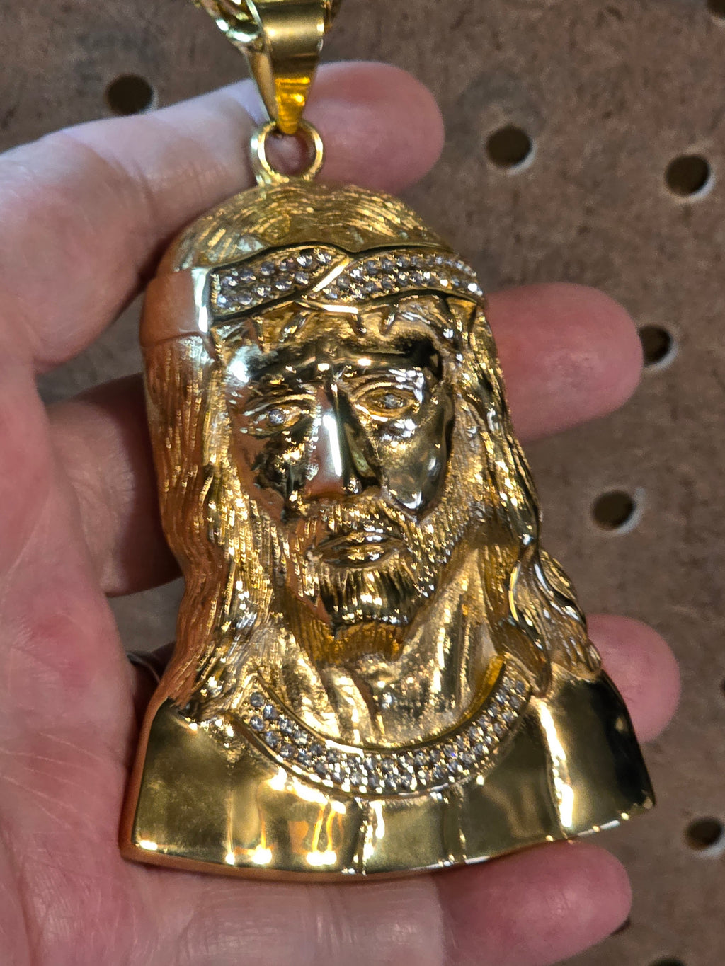 Gold Plated Jesus Stainless Steel Pendant with Chain
