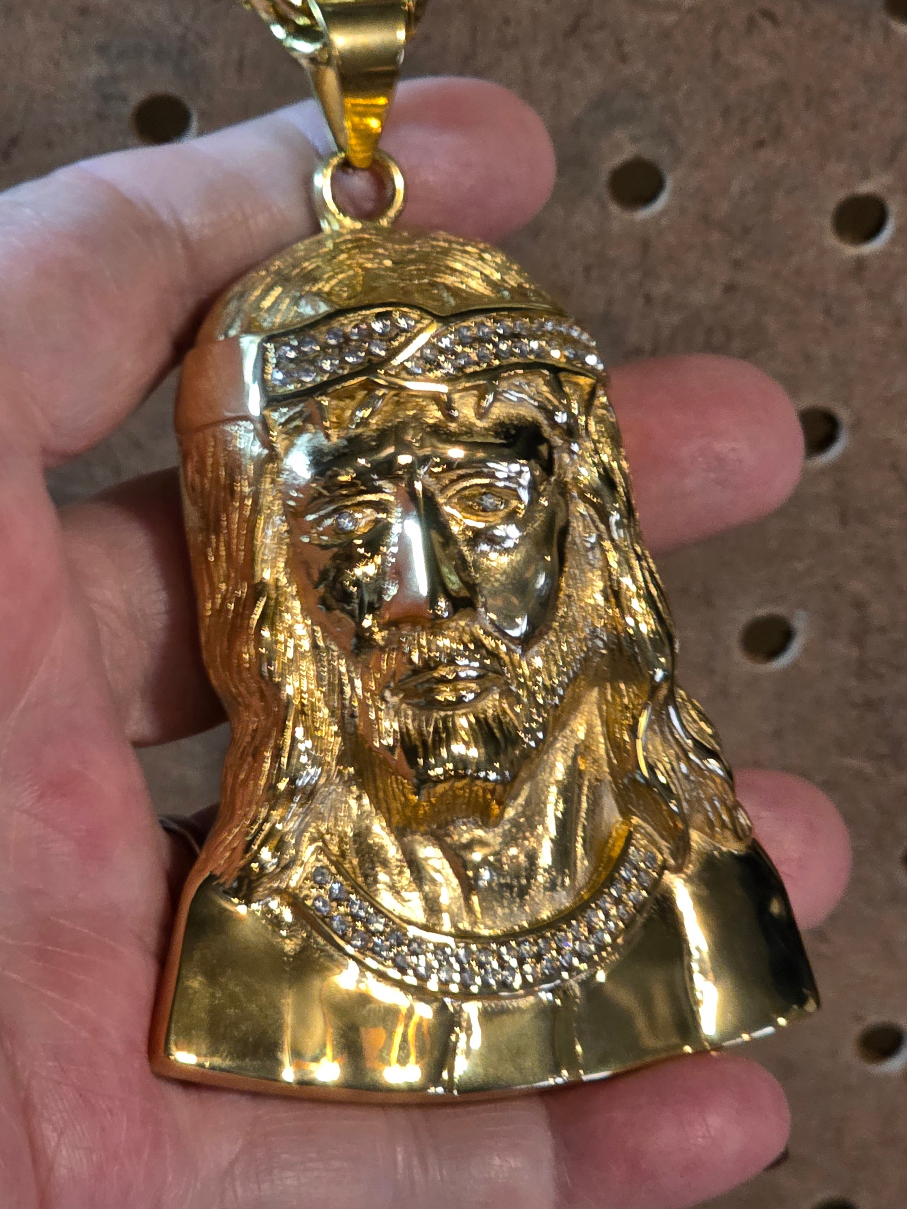 Gold Plated Jesus Stainless Steel Pendant with Chain
