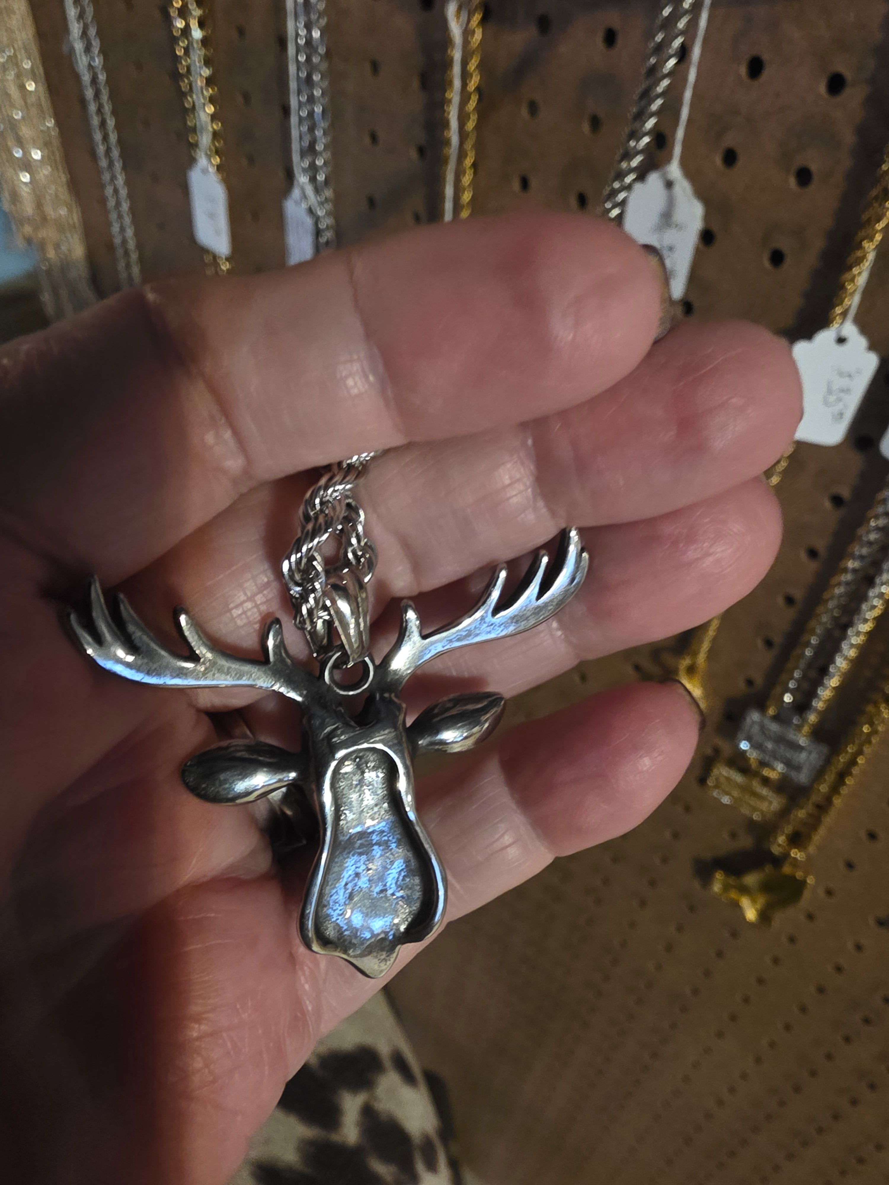 Stainless Steel Turquoise Deer Pendant with Chain