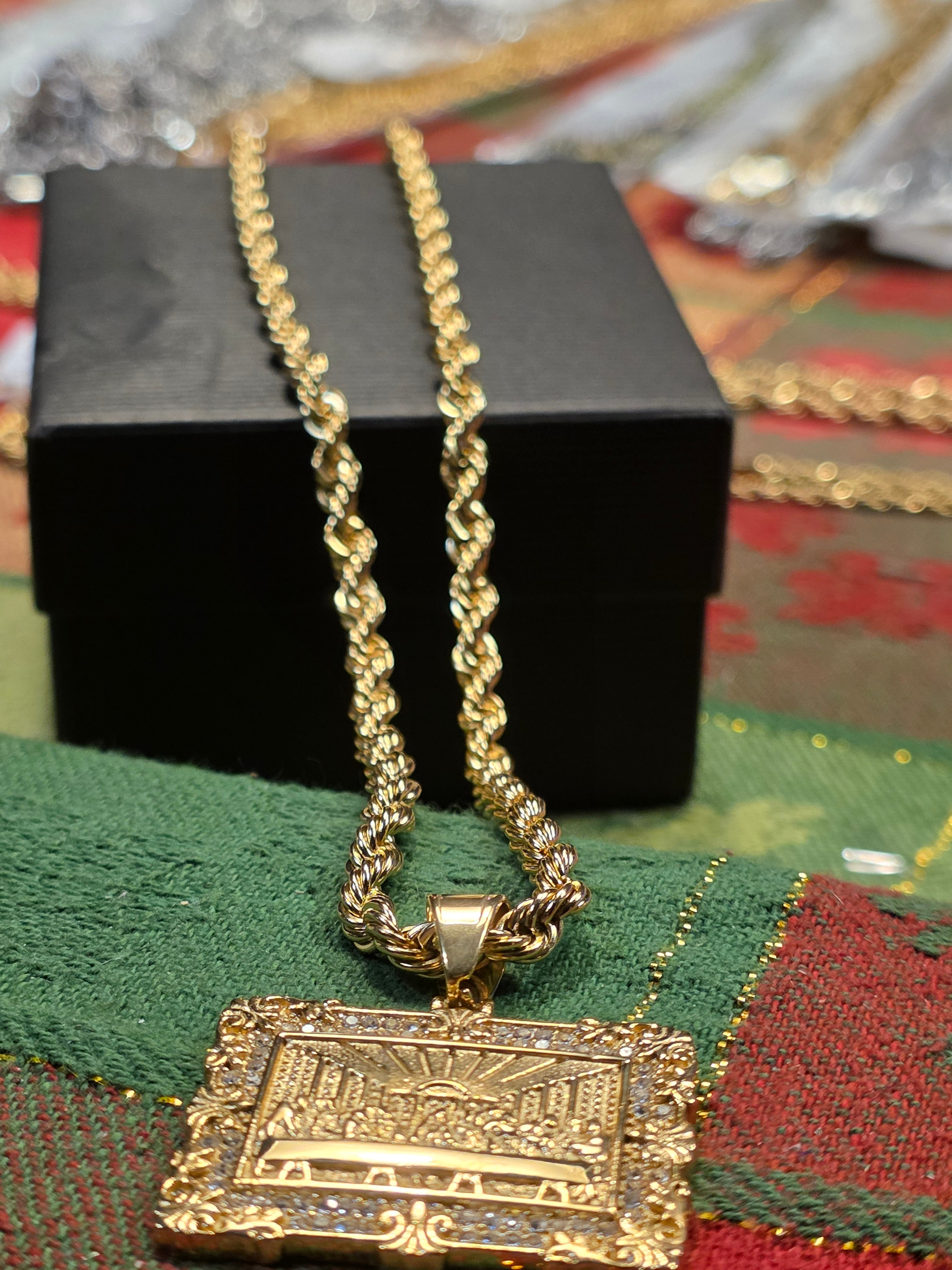 Gold Last Supper Pendant with Chain