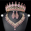 PINK LUXURIOUS CRYSTAL TIARAS AND CROWNS WITH SPARKING NECKLACE