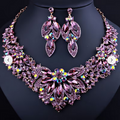 Crystal Jewelry Flower Necklace Accessory Set
