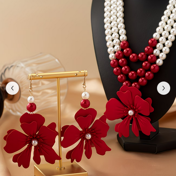 Multi-Layer Faux Pearl Necklace Adorned with a Floral Charm