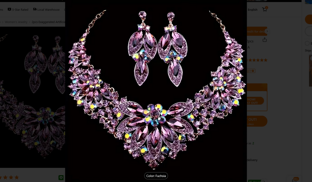 Crystal Jewelry Flower Necklace Accessory Set