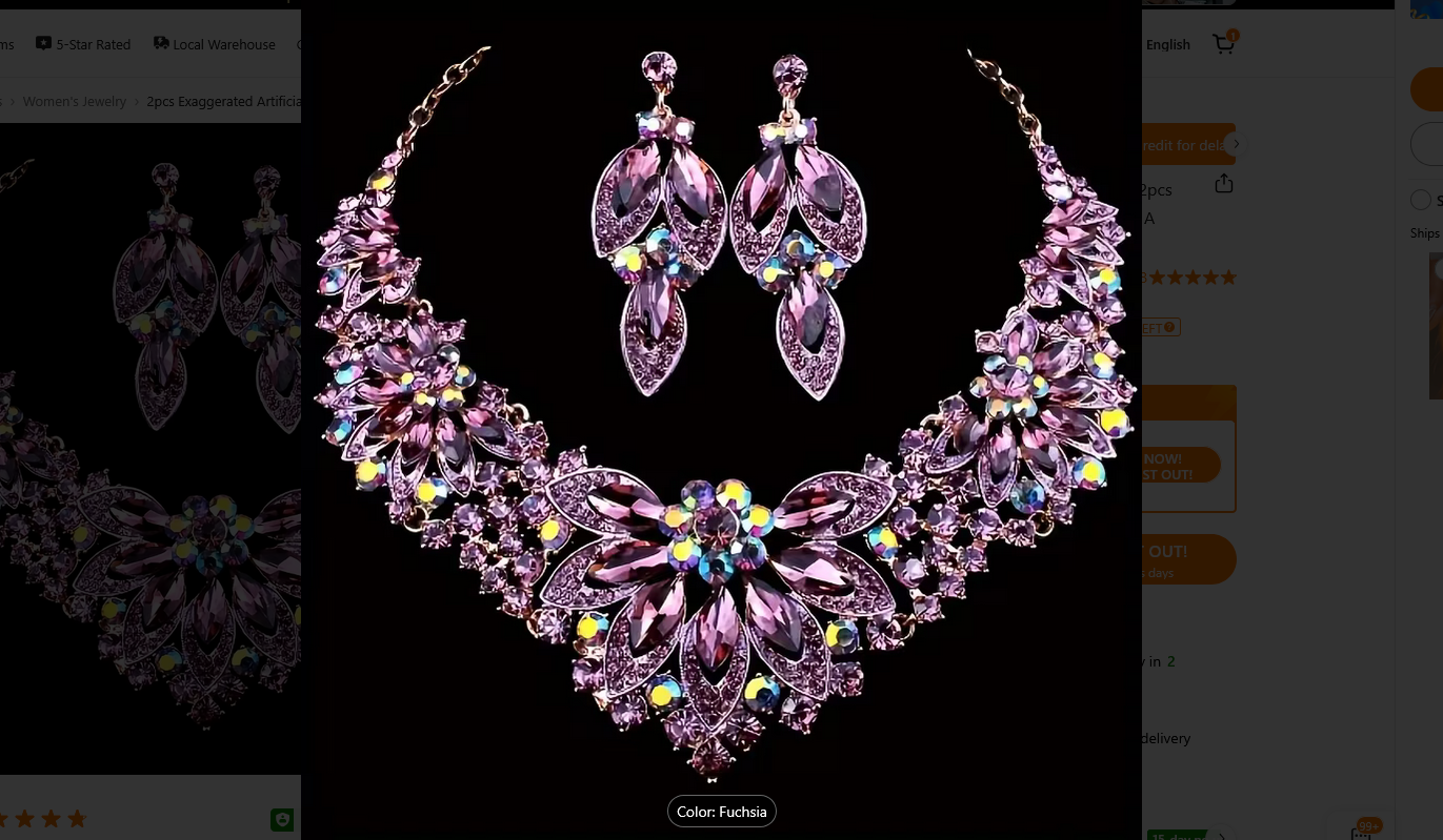 Crystal Jewelry Flower Necklace Accessory Set