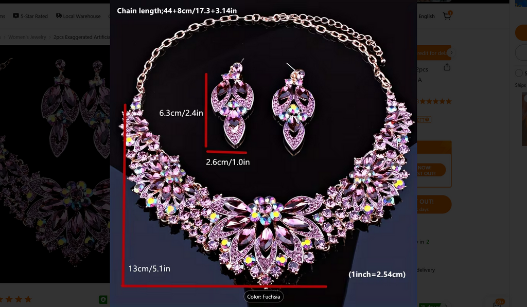 Crystal Jewelry Flower Necklace Accessory Set