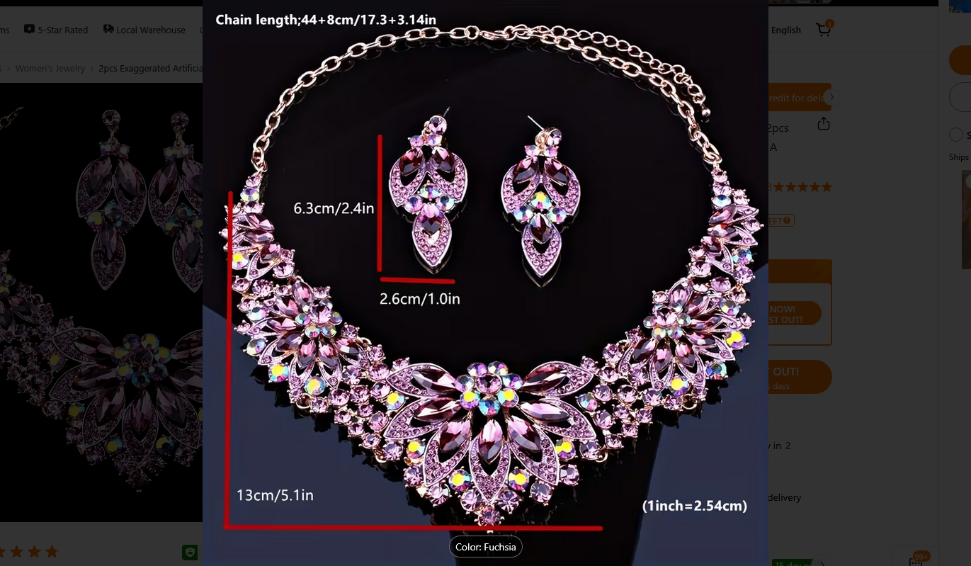 Crystal Jewelry Flower Necklace Accessory Set