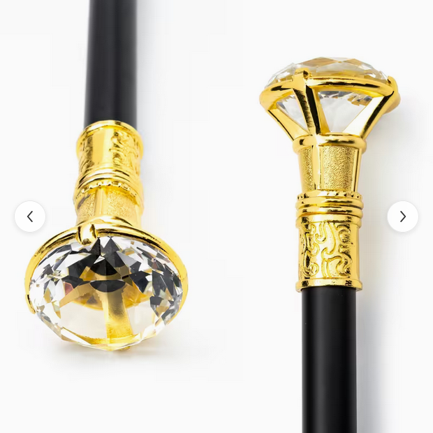 35.6 Inch White Diamond Golden Silvery SticK Cane