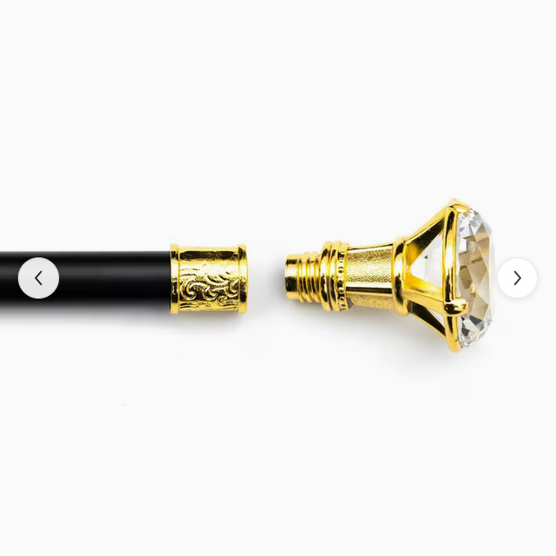 35.6 Inch White Diamond Golden Silvery SticK Cane