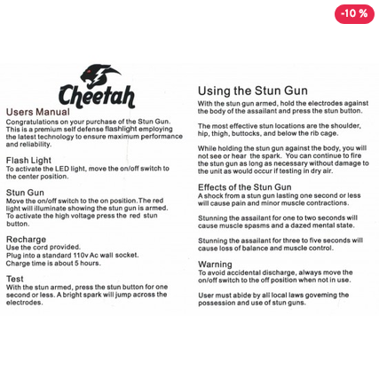 CHEETAH Series "MEGA FORCE" Flashlight Stun Gun - Blue