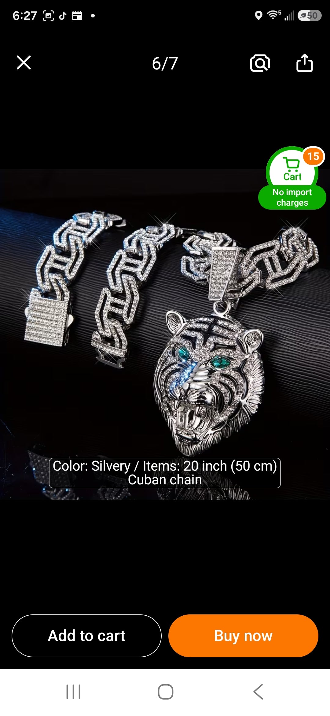 925 Silver Hip Hop 3D Moissanite Tiger Pendant