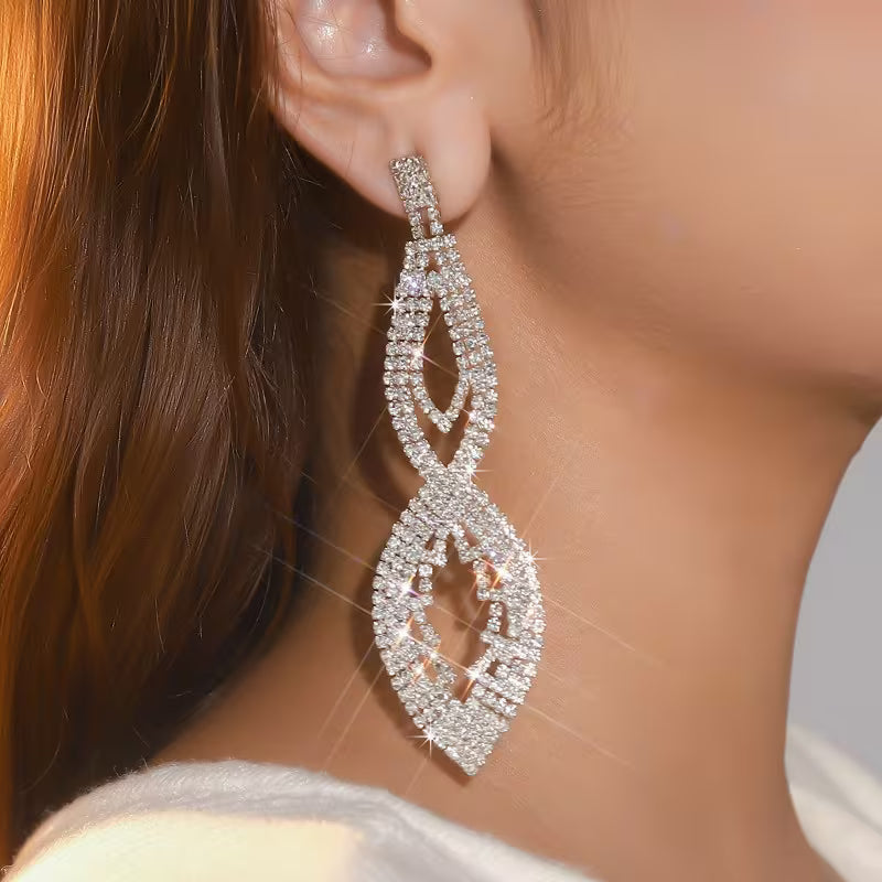 Large Retro-Modern Geometric Statement Earrings — Long Linear Dangle